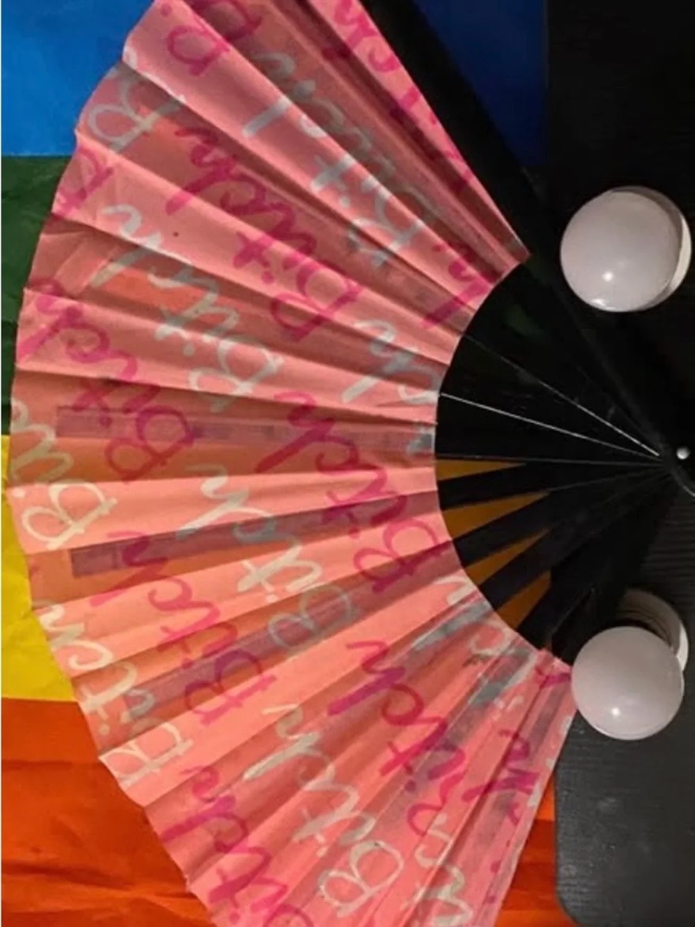 Pink 'B****' Folding Hand Fan - Party Accessory